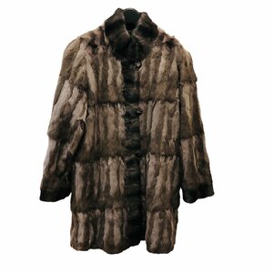 リバーシブル コート ジャケット リス×シルク ミドル コート 毛皮 ブラウン系 ブラック 黒 レディース