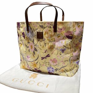 GUCCI グッチ キャンバス キッズライン トートバッグ ミニトート イエロー系 フラワー