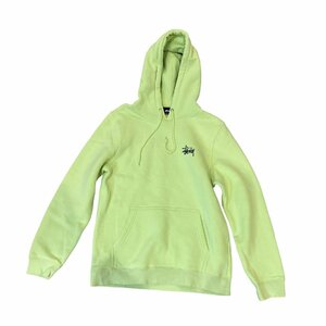 1円 STUSSY ステューシー プルオーバーパーカー フーディ ワンポイントロゴ コットン ライムグリーン系 Ｓ