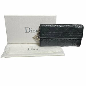 Dior ディオール カナージュ 二つ折り 財布 ブラック レザー