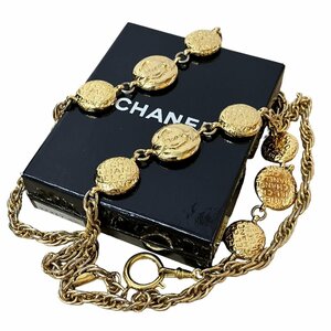 1円 CHANEL シャネル マドモアゼル ロゴ入り プレート ネックレス ロング