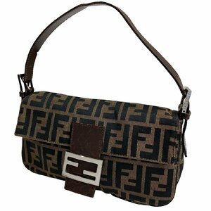 FENDI フェンディ マンマバケット ワンショルダーバッグ ズッカ柄 キャンバス レザー ベージュxダークブラウン系 ヴィンテージ