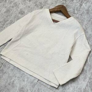 E V refined design!! ' made in Japan ' MOGA Moga long sleeve cotton V neck cut and sewn size:2 lady's tops woman clothes 