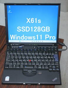 キーボードと液晶が美品 ThinkPad X61s 7666-34J Core2Duo L7500@1.60GHz SSD128GB メモリー4GB Windows11 Pro 最新23H2 ACアダプタ付属