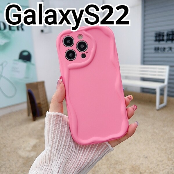 GalaxyS22 ケース ピンク ウェーブフレーム 可愛い Galaxy S22