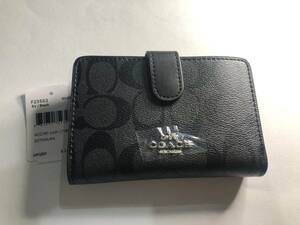 [新品未使用]COACH コーチ　折り財布　F23553 ブラック　PVCコーティングキャンパスレザー　