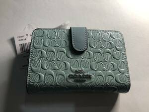 [新品未使用]COACH コーチ　折り財布　F25937 ブルー　エンボスパテントレザー