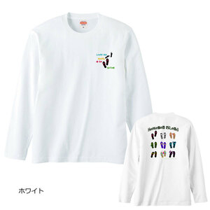 レディースM対応(タグ表記男女兼用S)/ホワイト*ビーチサンダルハワイアンプリント*長袖/Ｔシャツ/フラダンス/ハワイ/送料無料【tl026】