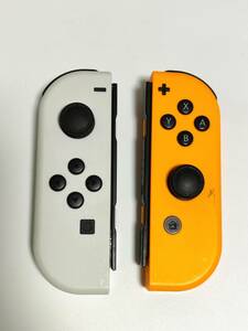 送料無料 動作未確認 Nintendo Switch 有機ELモデル Joy-Con ジョイコン ホワイト ネオンオレンジ ジャンク