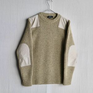 old A.P.C. ウール ニット セーター / S ベージュ エルボーパッチ 日本製 旧タグ ビンテージ 90s K3-12010-9759