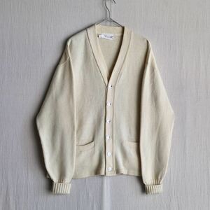 70s USA vintage ウール ニット カーディガン / L ベージュ ビンテージ K3-12023-9429