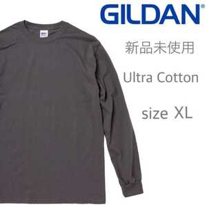 新品未使用 ギルダン ウルトラコットン 無地 長袖Tシャツ チャコールグレ XL