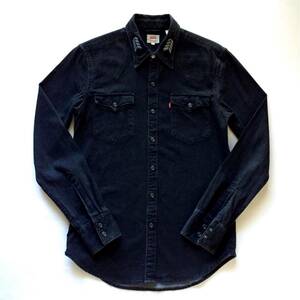 BerBerJin Levi's Black Denim Western shirt ベルベルジン ブラックデニム ウエスタンシャツ Sサイズ フェザー刺繍 Levi Strauss & Co