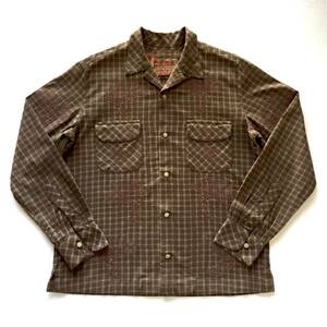 美品 BEAMS PLUS AL'S ATTIRE Open collar Plaid shirt ビームスプラス アルズアタイア別注 オープンカラー チェックシャツ アメリカ製