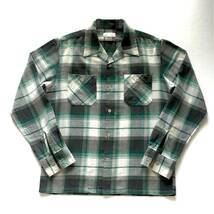 美品 BEAMS Open collar Plaid shirt ビームス オープンカラー チェックシャツ Mサイズ 長袖 日本製 MADE IN JAPAN ボックス型シルエット_画像1