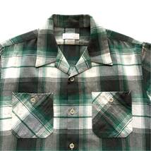 美品 BEAMS Open collar Plaid shirt ビームス オープンカラー チェックシャツ Mサイズ 長袖 日本製 MADE IN JAPAN ボックス型シルエット_画像2