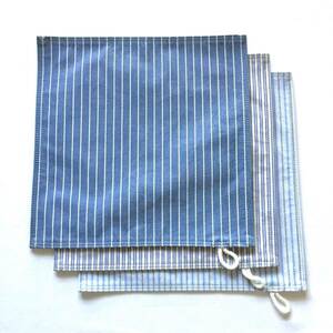  unused YOSHIDA&CO.,LTD. PORTER BLUE STRIPE Fabric Yoshida bag Porter blue stripe s fabric 3 pieces set made in Japan JAPAN MADE