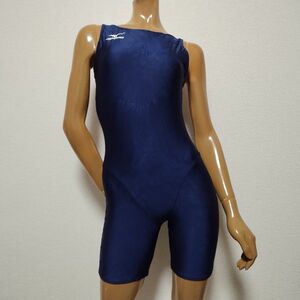 21*ミズノmizuno女子競泳水着(Oサイズ）★光沢濃紺ネイビー★大きいサイズ男性も