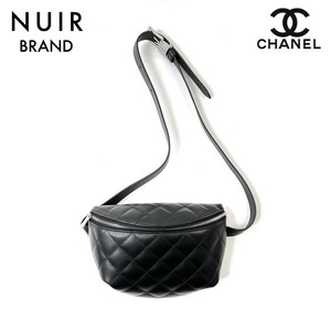  Chanel CHANEL waist bag matelasse 2021 year lambskin black 