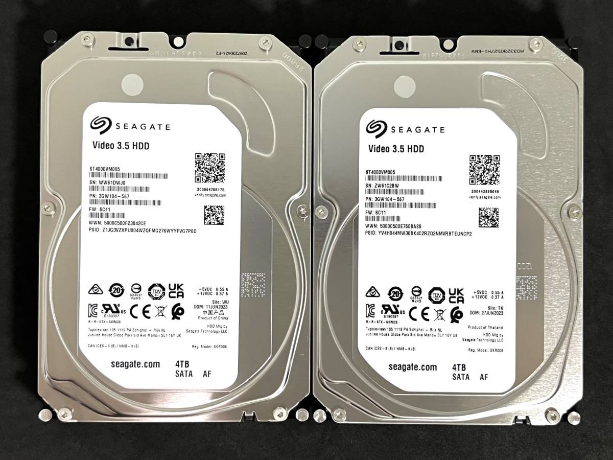 2個セット 4TB ST4000VM005 / Seagate 【使用時間 8ｈ＆7ｈ】 2023年製