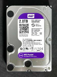 【送料無料】　★ 2TB ★　WD Purple / WD20PURX 【使用時間：150 ｈ】2016年製　稼働少 3.5インチ内蔵HDD　Western Digital Purple　SATA 