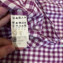 HUGOBOSS ヒューゴボス ギンガムチェック シャツ ビジネスシャツ スリムフィット 長袖シャツ メンズ 43 紫 パープル 大谷翔平 送料無料 E12_画像5