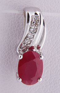 K18WG ruby / diamond pendant top /ke8959