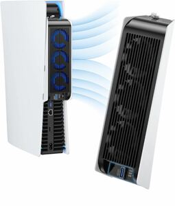 PS5 対応冷却ファン PS5対応冷却 LEDライト付き PS5コンソール用 放熱 自動風速調整の更新された 3.0 USBポート付 ホワイト