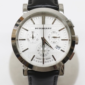  BURBERRY バーバリー 腕時計 BU1361 2023年12月電池交換済 クロノグラフ デイト クォーツ レザーベルト メンズ 