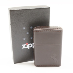  【未使用】 ZIPPO ジッポー レザー ホースマーク オイルライター 2013年製 ブラウン 茶 革巻き レザー巻き 馬 跳ね馬