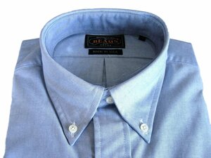 未使用【送料込】XS 米国製 BEAMS PLUS 青 オックスフォード ボタンダウン 長袖シャツ ビームス プラス Oxford B-Down Shirt Made in USA