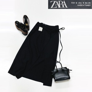 未使用品 /S/ ZARA ブラック ミディペンシルスカート レディース タグ カジュアル ボトム フェミニン 大人可愛い黒 ガーリー デイリー ザラ