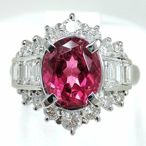 Y8902★Pt900 天然ルベライト（ピンクトルマリン）1.64ct 天然ダイヤモンド0.74ct リング 10.5号 7.0g★CGLソーティング付き 仕上げ済み