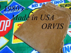 ★コンディション良好な1本★Made in USA製アメリカ製ORVISオービスビンテージ太畝コーディロイ パンツ80s80年代ライトブラウンM位