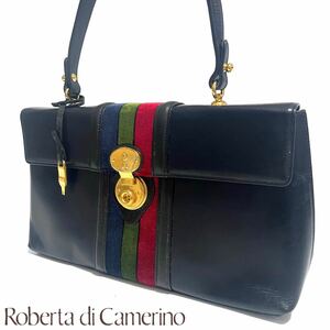 【送料無料】ROBERTA DI CAMERINO ロベルタディカメリーノ　ハンドバッグ　レディース　ベロア　レザー　金具　カバン　ブラック　レッド