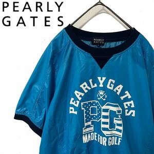 【送料無料】PEARLY GATES パーリーゲイツ　スニード　ナイロンジャケット　メンズ　半袖　ロゴ　ゴルフ　GOLF 4 M ブルー　青