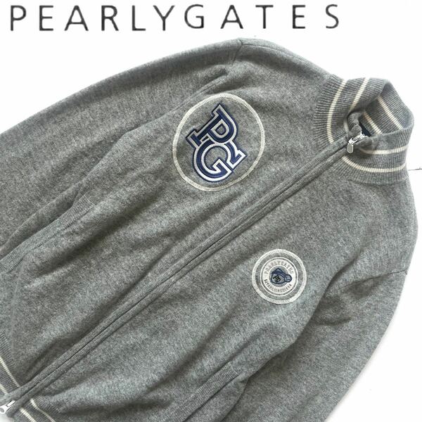 【送料無料】PEARLYGATES パーリーゲイツ　カシミア ニット　ジャケット　メンズ　4 グレー　カシミヤ ゴルフ　GOLF ジップ