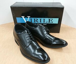 1★未使用展示品★VIRILE/ビリレ ビジネスシューズ No,7880 BLK/ブラック ヒールアップ 日本製 本革 撥水 メンズ 紐タイプ 26.5cm