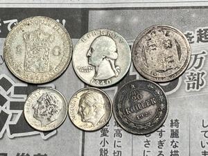 外国銀貨　まとめて6枚セット　オランダ　アメリカ　ロシアなど　希少　レアコイン　古銭　北アメリカ　ヨーロッパ　外国コイン
