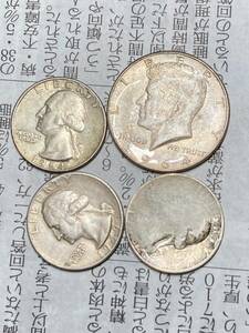 アメリカの銀貨　まとめて4枚セット　ケネディ50セント　25セント3枚　希少　レアコイン　古銭　外国コイン