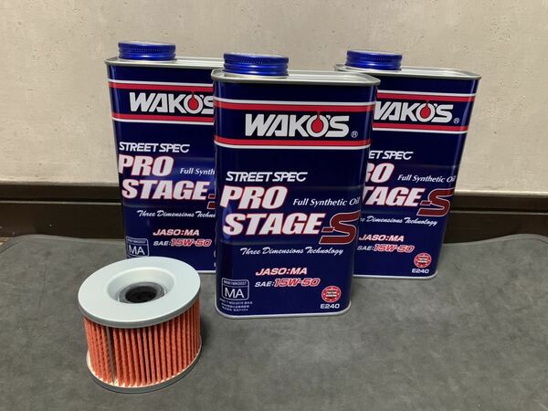 CB350F WAKO'S オイル＆エレメント 新品 即決 CB400F 15W50 ワコーズ オイルフィルター