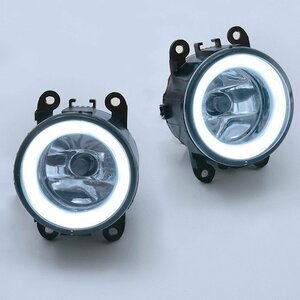 スズキ ワゴンR MH23S MH34S MH44Sホワイト LED ファイバー イカリング 付き H8 フォグランプ ガラスレンズ 新品