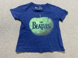 TINYTAITO KIDS THE BEATLES Tシャツ タイニィタイト キッズ ビートルズ グリーンアップル 半袖 バンド Tシャツ ネイビー 紺 100-110位/HM