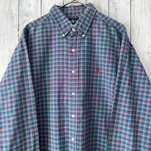 ラルフローレン Ralph Lauren CLASSIC FIT チェックシャツ 長袖シャツ メンズ ワンポイント コットン100% XLサイズ 5‐90