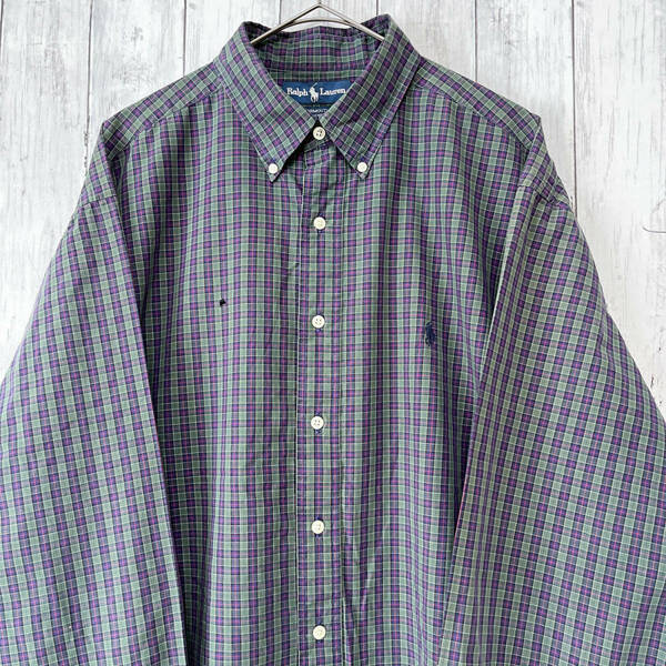 ラルフローレン Ralph Lauren YARMOUTH チェックシャツ 長袖シャツ メンズ ワンポイント コットン100% サイズ17 XLサイズ 5‐139