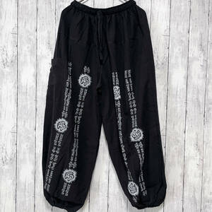  wide pants cargo pants race pattern ethnic men's lady's free size cotton 100% c-276