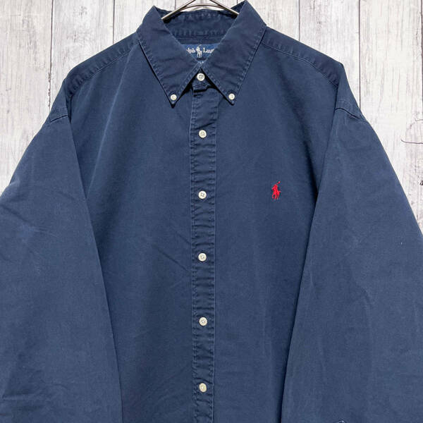 ラルフローレン Ralph Lauren BLAIRE 長袖シャツ メンズ ワンポイント コットン100% XLサイズ 5‐149