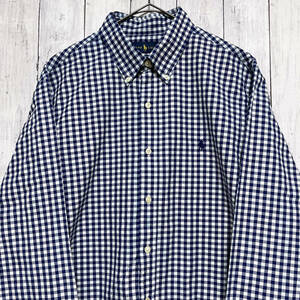 ラルフローレン Ralph Lauren SLIM FIT チェックシャツ 長袖シャツ メンズ ワンポイント コットン100% Lサイズ 5‐152