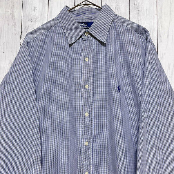 ラルフローレン Ralph Lauren LOWELL チェックシャツ 長袖シャツ メンズ ワンポイント コットン100% サイズ16 1/2 L~XLサイズ 5‐159