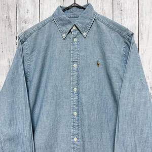 ラルフローレン Ralph Lauren デニムシャツ 薄手 長袖シャツ レディース ワンポイント コットン100% Sサイズ 5‐205